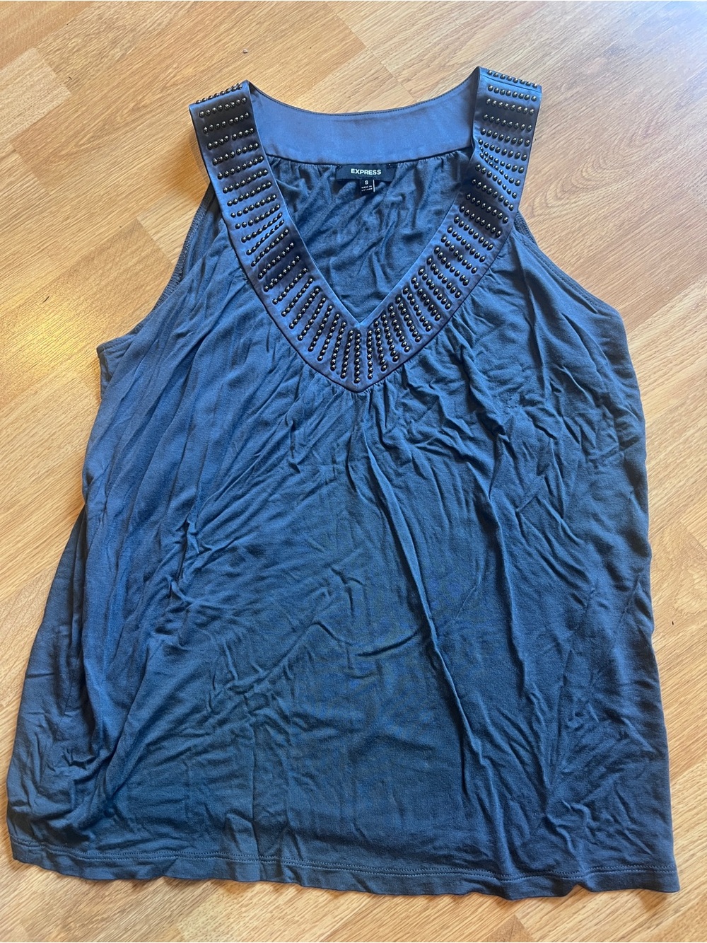 Express Black Studded V-Neck Tank Top